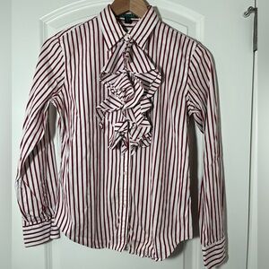 Ralph Lauren Red and White Striped Button-Up Shirt #106